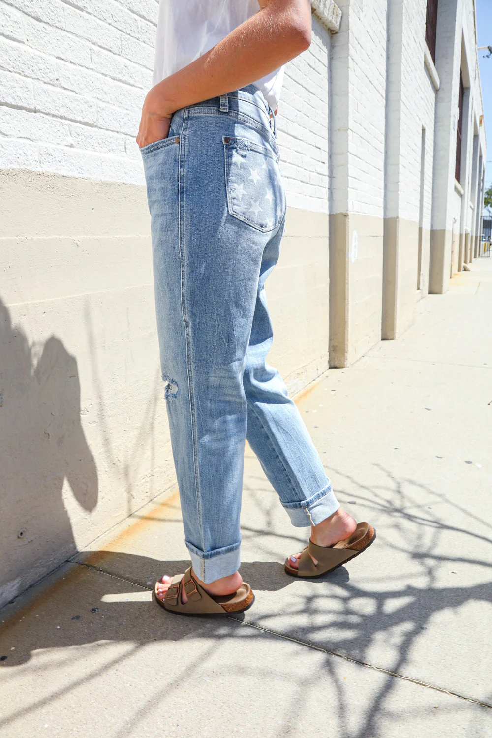 Judy Blue High-Rise Boyfriend Cuffed Hem Star Pocket Jeans - Image 18