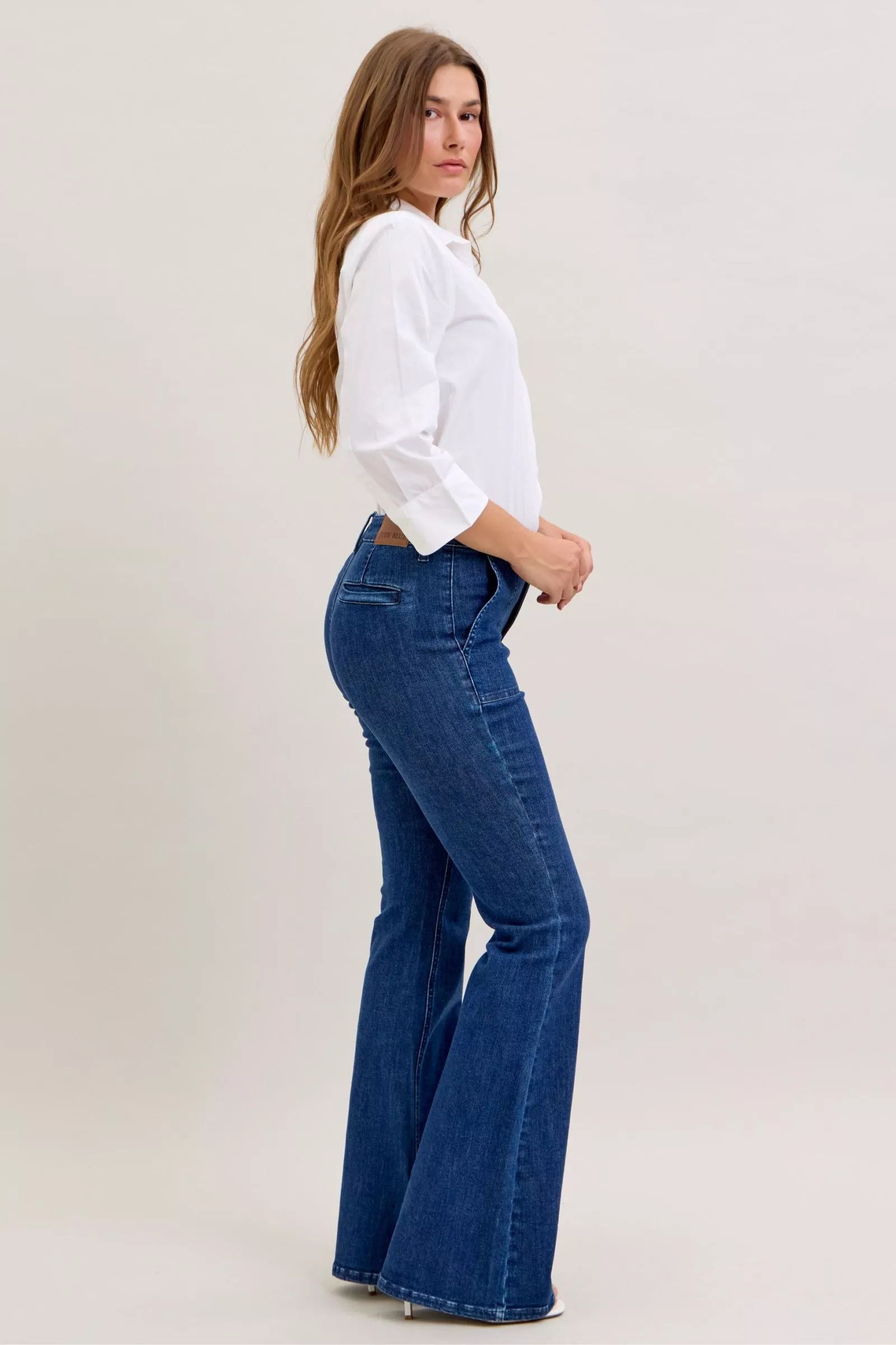 Judy Blue High Waist Flare Jeans with Front Patch Pockets - Image 7