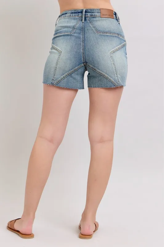 Judy Blue High Waist Star Seam Detail Denim Shorts - Image 3