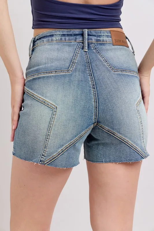 Judy Blue High Waist Star Seam Detail Denim Shorts - Image 8