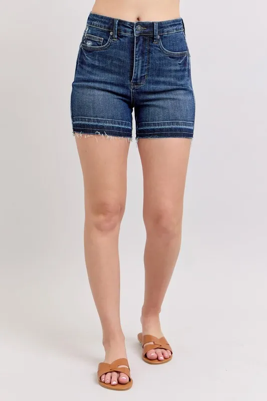 Judy Blue High Waist Tummy Control Destroy Release Hem Denim Shorts - Image 2