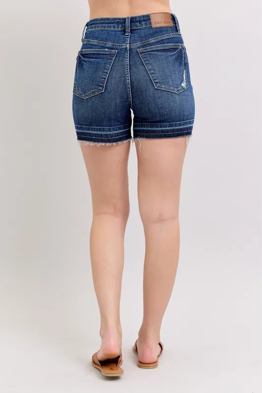 Judy Blue High Waist Tummy Control Destroy Release Hem Denim Shorts - Image 4