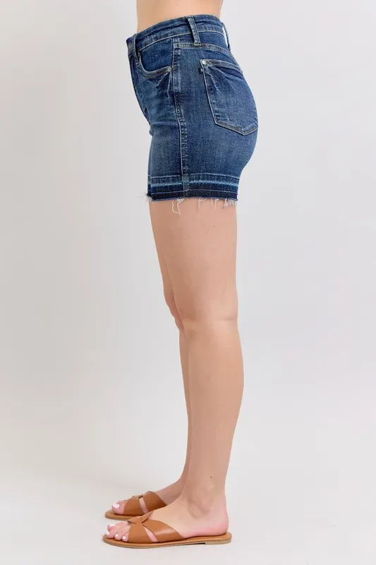Judy Blue High Waist Tummy Control Destroy Release Hem Denim Shorts - Image 5