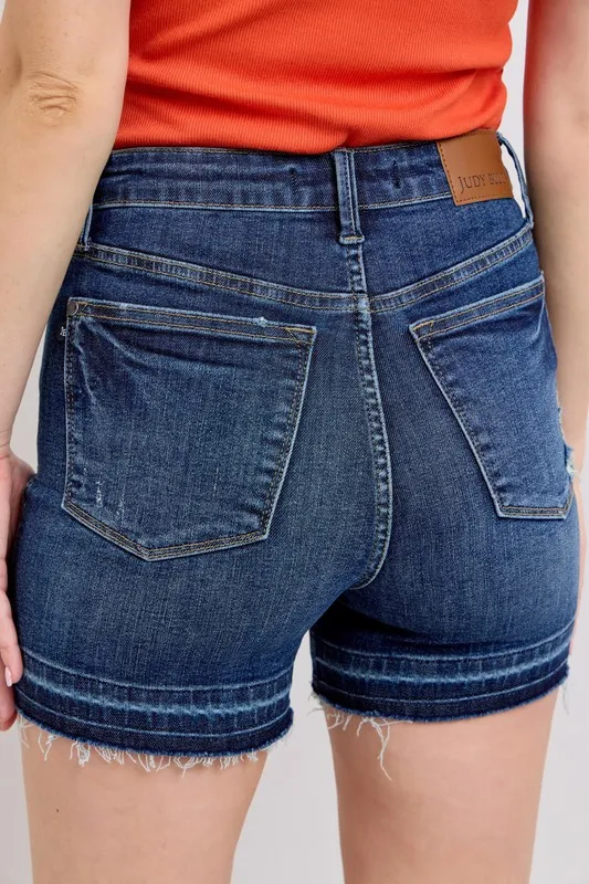 Judy Blue High Waist Tummy Control Destroy Release Hem Denim Shorts - Image 9