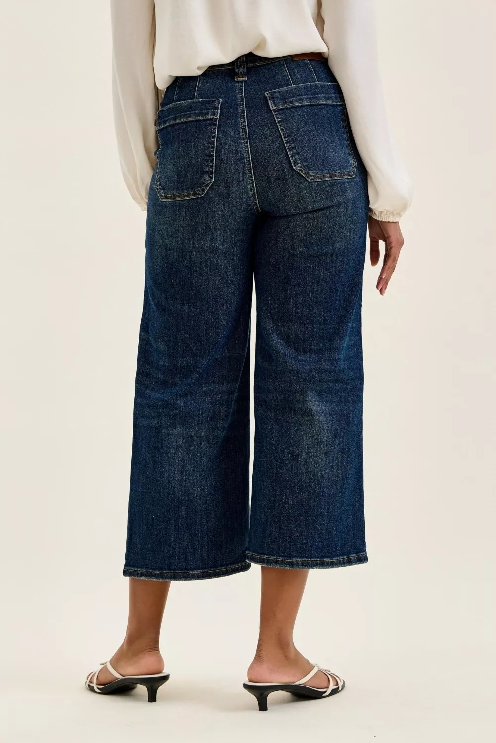 Judy Blue High Waist Wide Crop Utility Jeans with Patch Pocket - Image 4