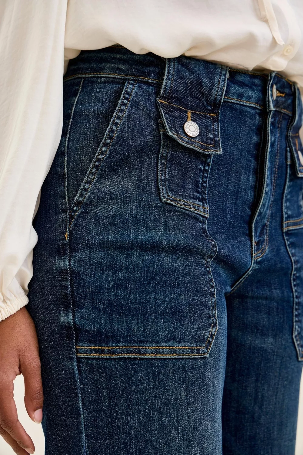 Judy Blue High Waist Wide Crop Utility Jeans with Patch Pocket - Image 5