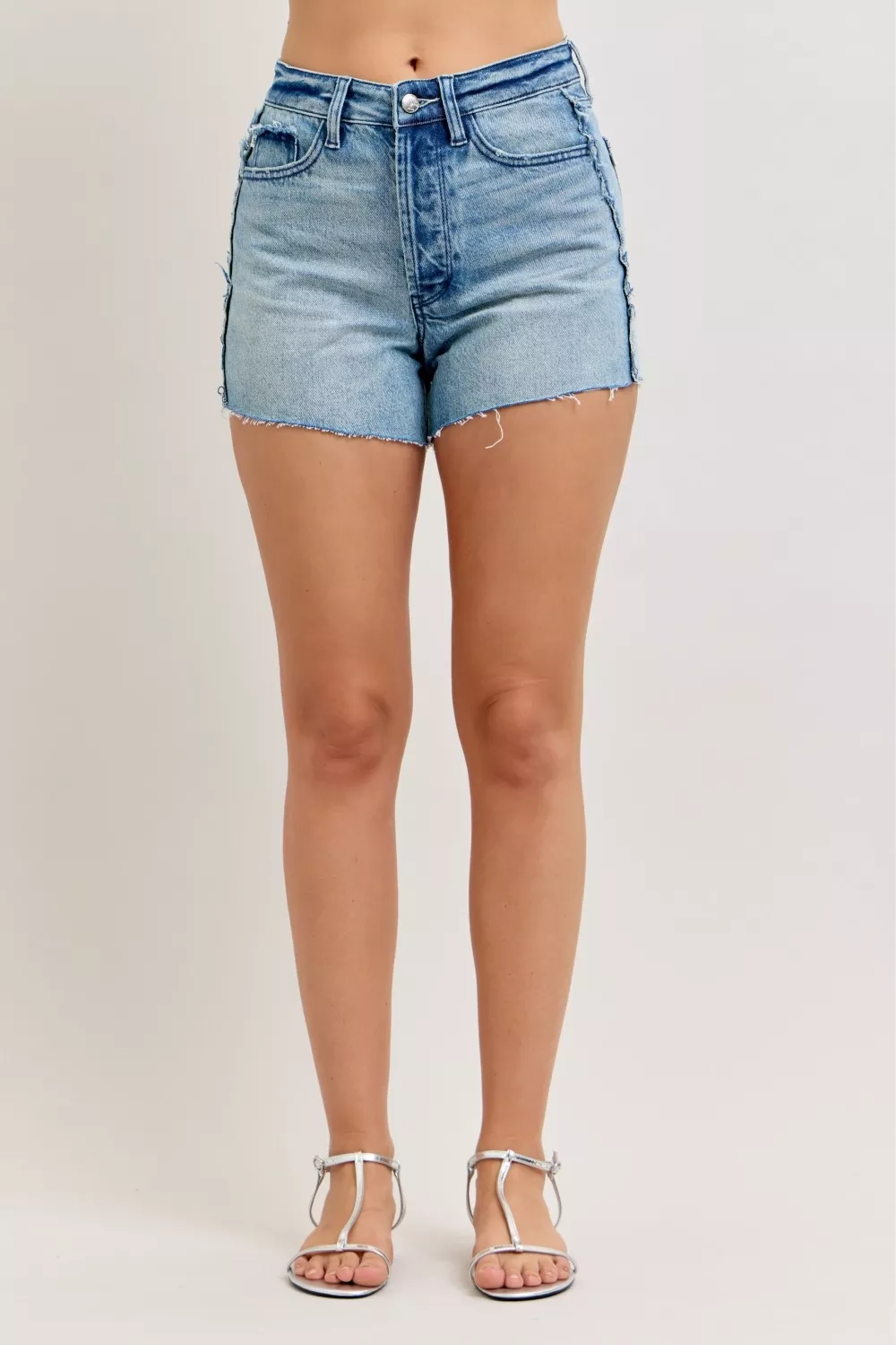 Judy Blue Hw Rigid Magic Cut Off Denim Shorts with Raw Side Seams