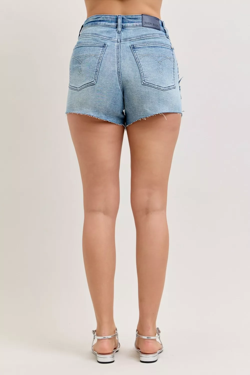 Judy Blue Hw Rigid Magic Cut Off Denim Shorts with Raw Side Seams - Image 4