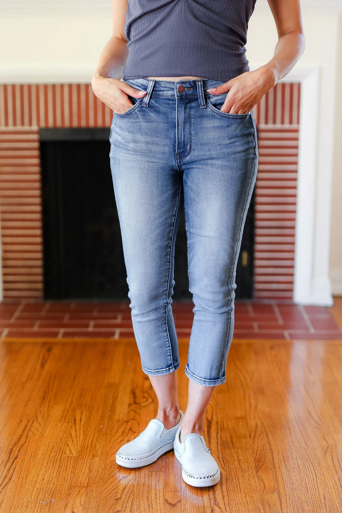 Judy Blue Medium Wash Mid Rise Skinny Capri - Image 4