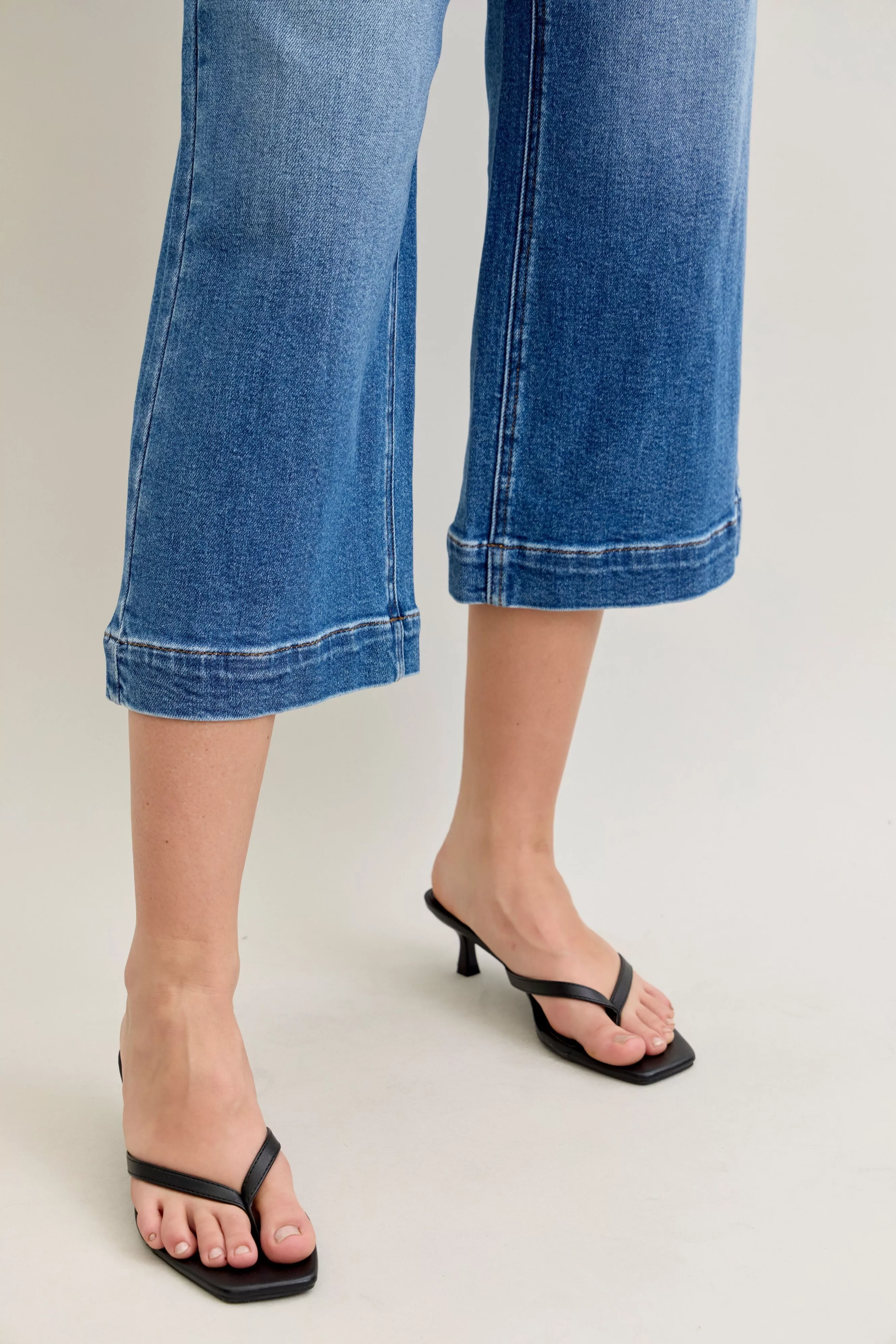 Judy Blue Mid Rise Crop Wide Leg Jeans - Image 10