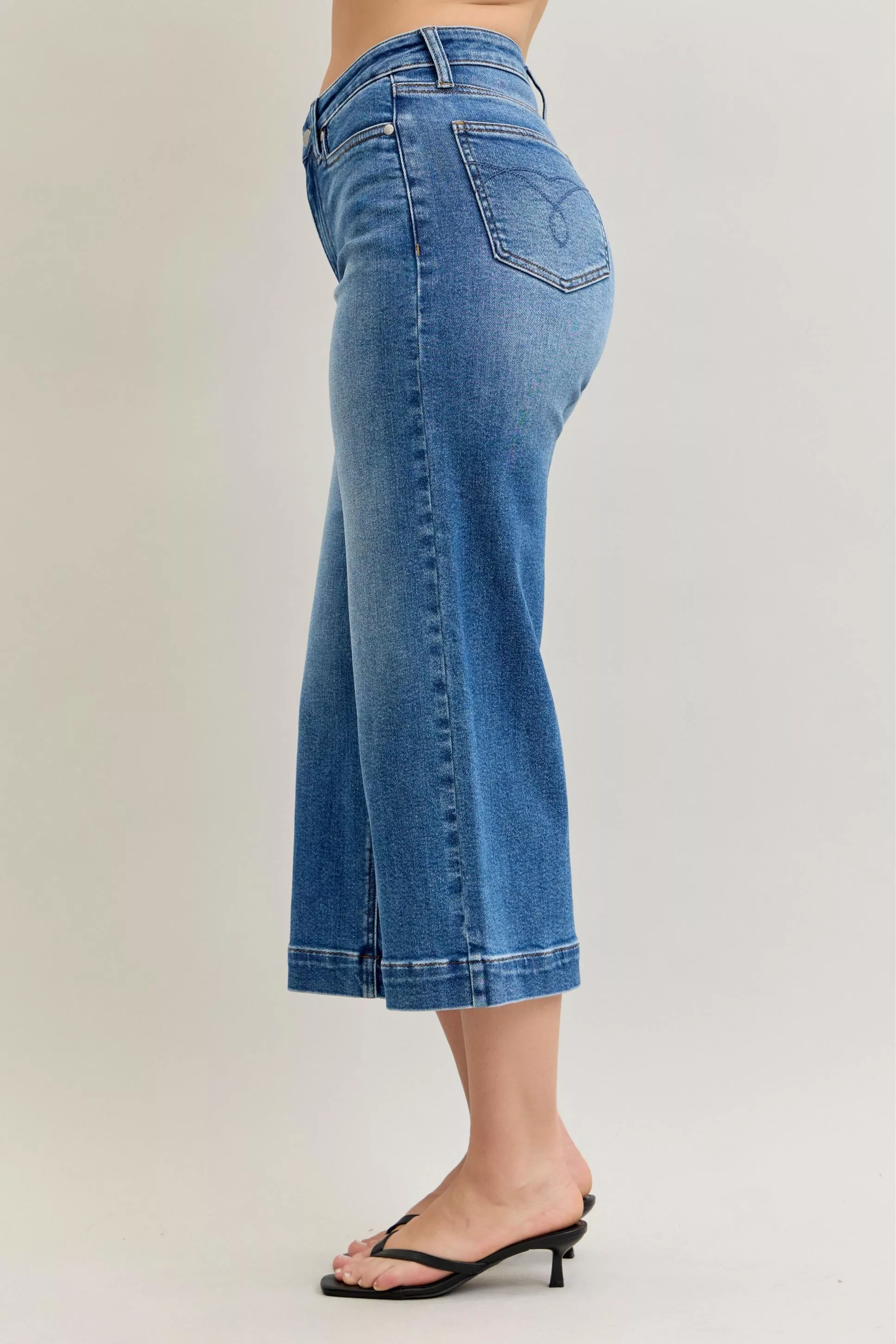 Judy Blue Mid Rise Crop Wide Leg Jeans - Image 8