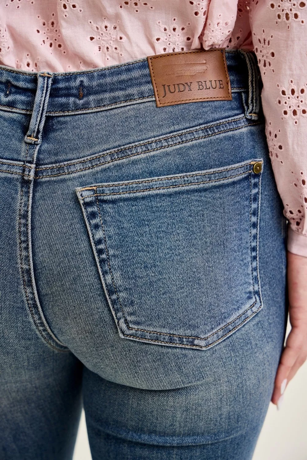 Judy Blue Mid Rise Flare Jeans with Front Flap Pockets - Image 5