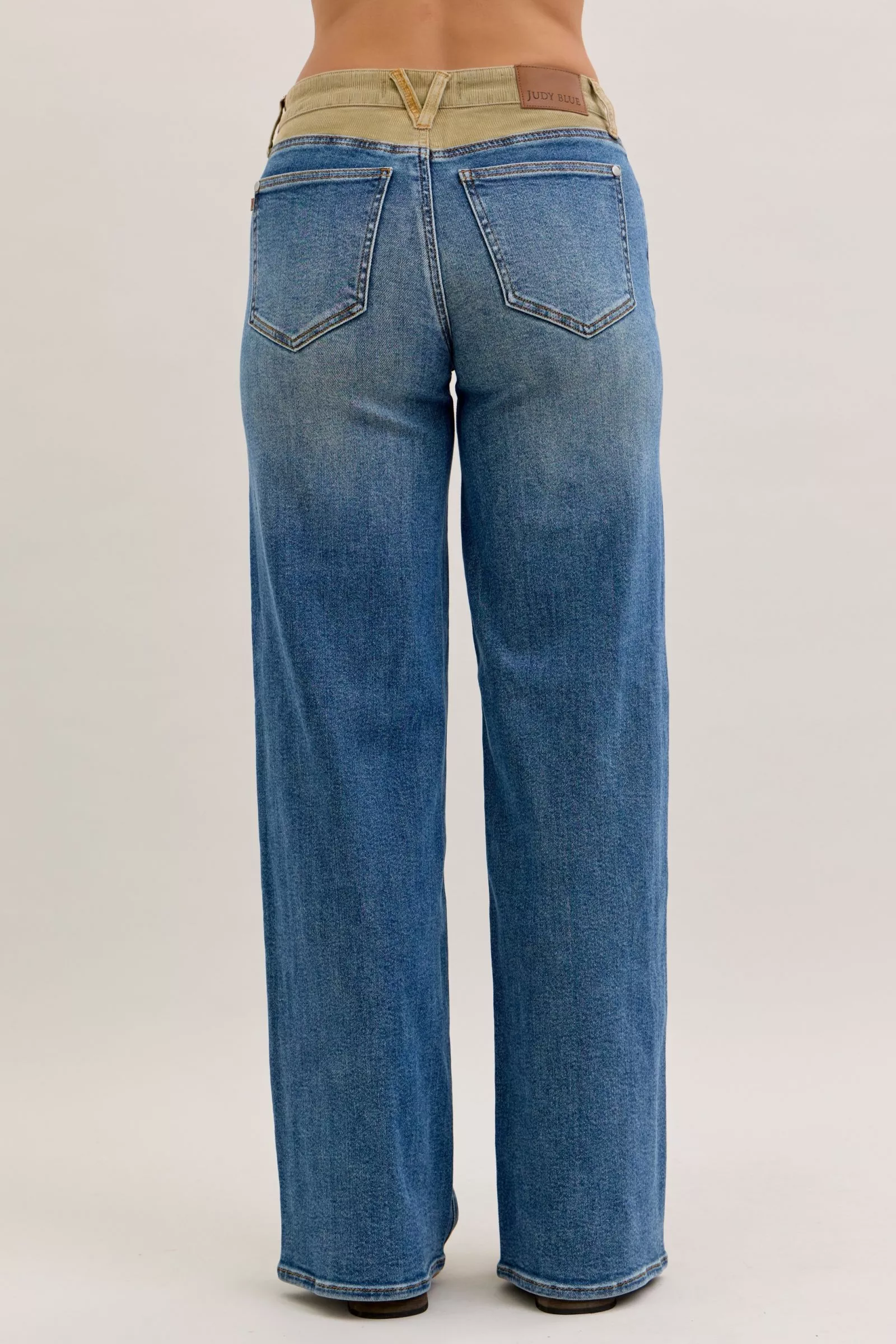 Judy Blue MR Column Straight Jeans with Corduroy Waist - Image 4