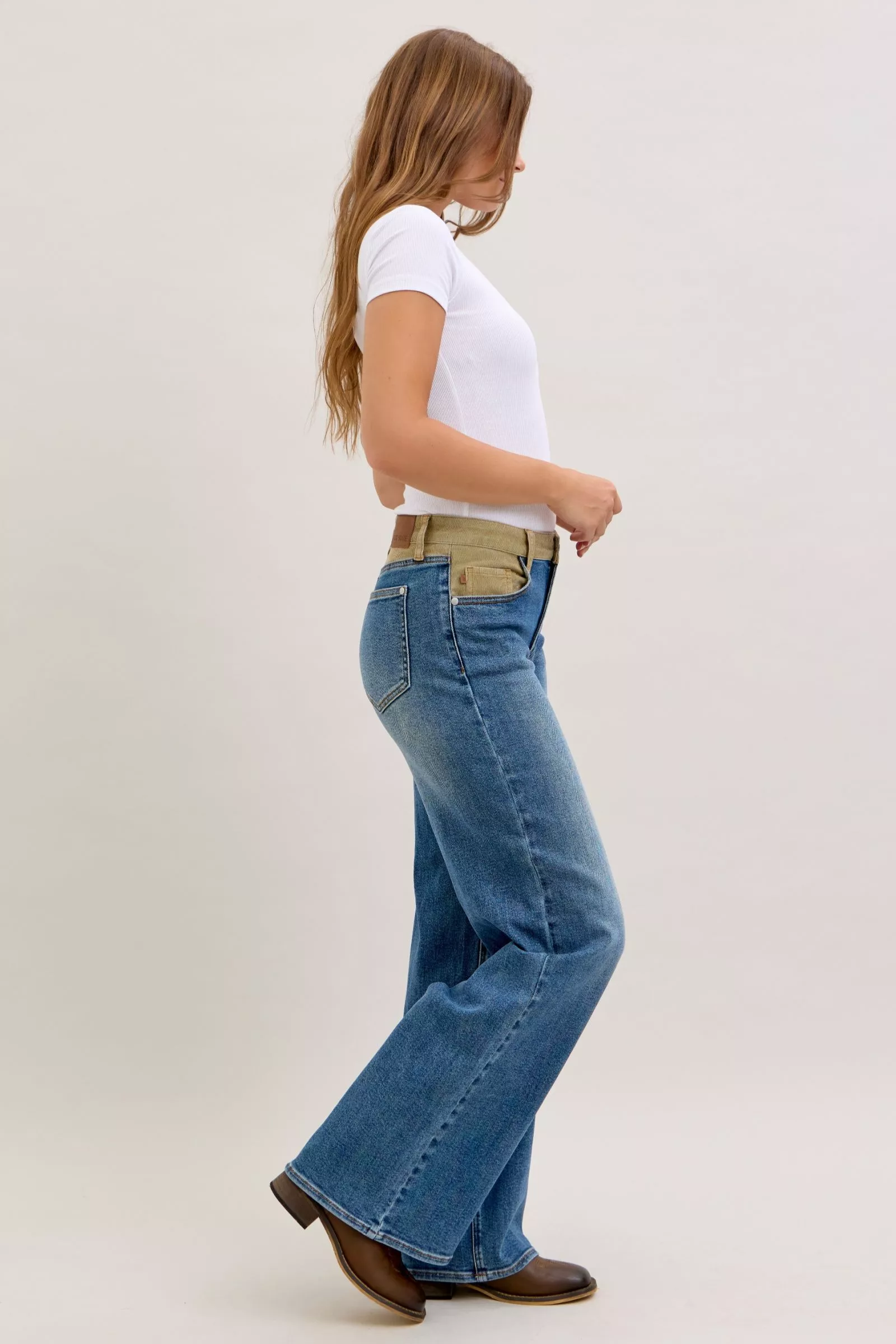 Judy Blue MR Column Straight Jeans with Corduroy Waist - Image 6