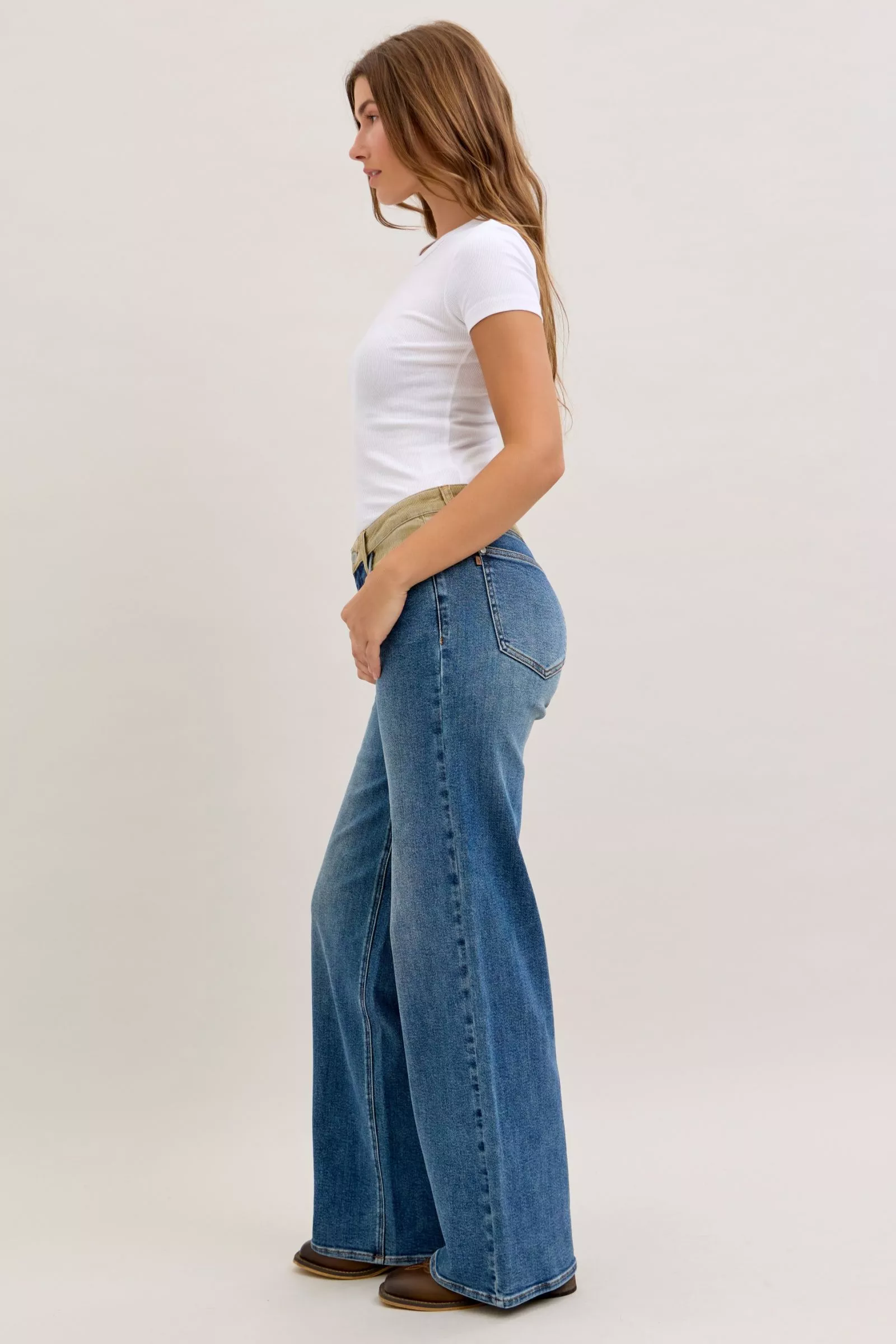 Judy Blue MR Column Straight Jeans with Corduroy Waist - Image 7