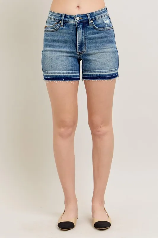 Judy Blue Mr Tummy Control Vintage Wash Release Hem Shorts - Image 2