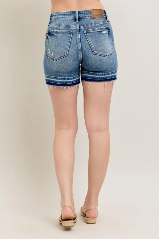Judy Blue Mr Tummy Control Vintage Wash Release Hem Shorts - Image 3