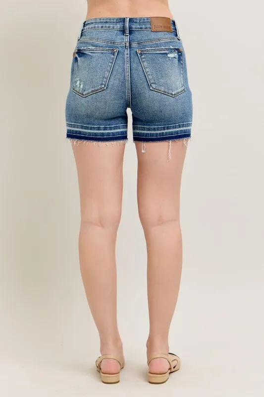 Judy Blue Mr Tummy Control Vintage Wash Release Hem Shorts - Image 4
