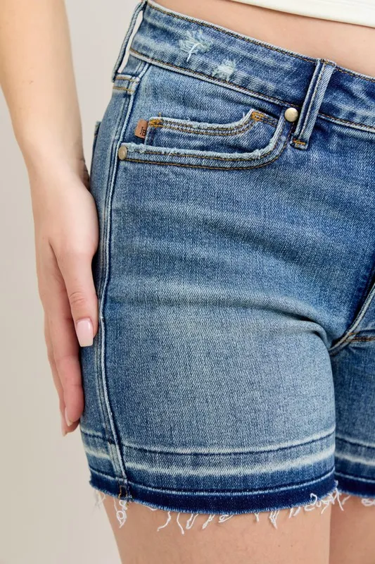 Judy Blue Mr Tummy Control Vintage Wash Release Hem Shorts - Image 9