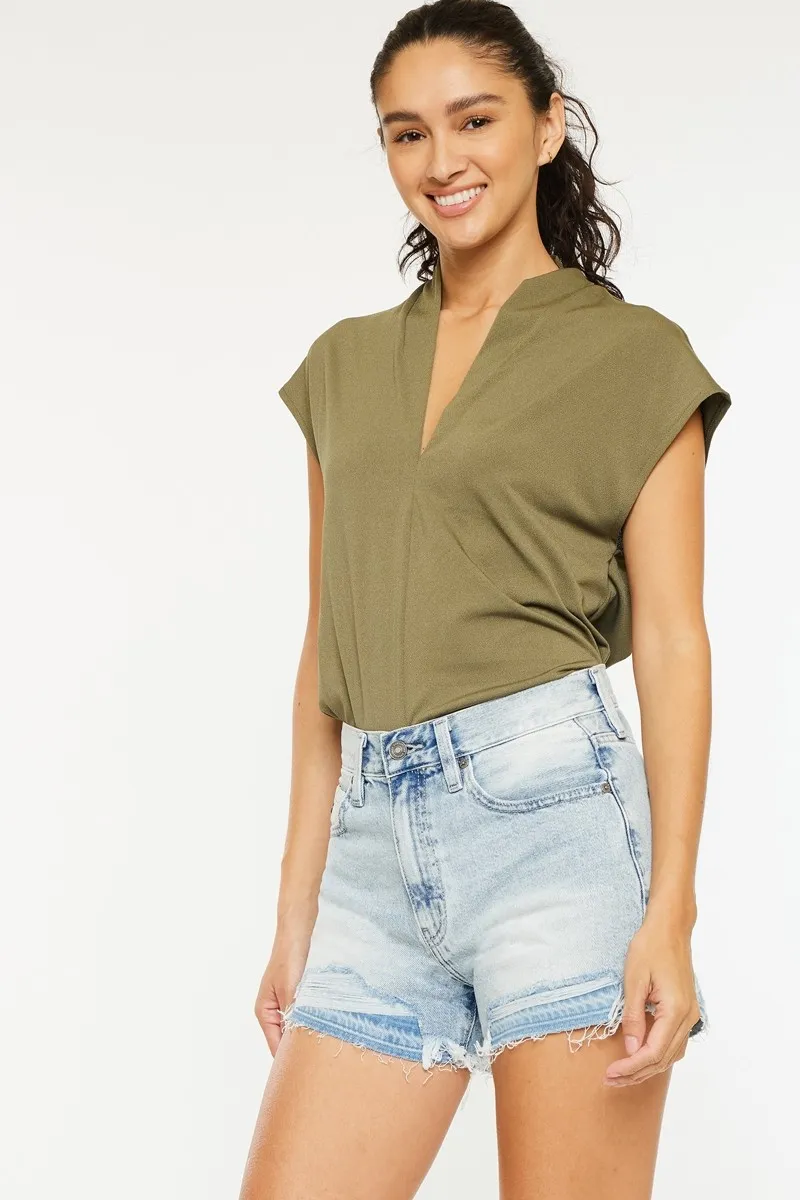 Kancan High Rise Raw Hem Denim Shorts - Image 3