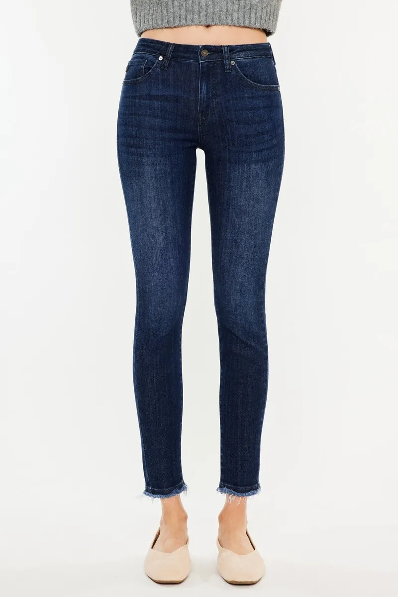 Kancan High-Rise Slim Fit Raw Hem Ankle Jeans