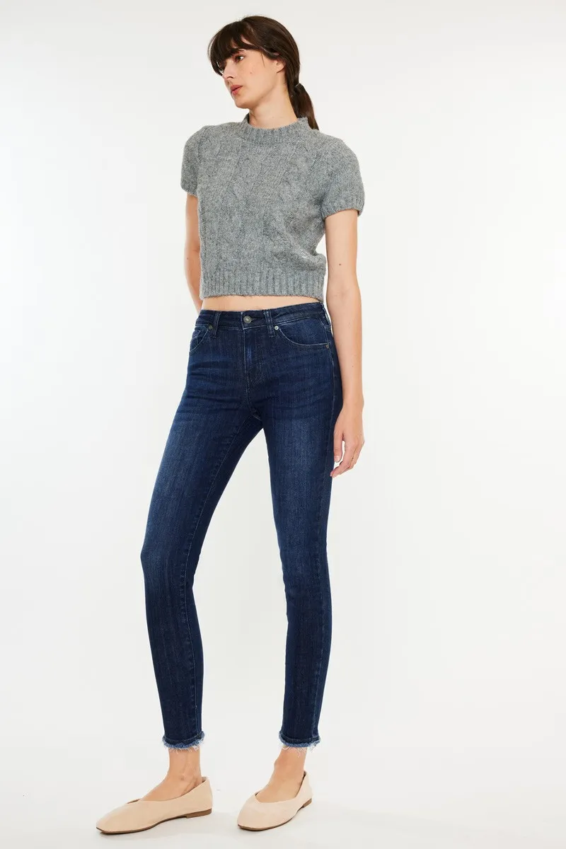 Kancan High-Rise Slim Fit Raw Hem Ankle Jeans - Image 5