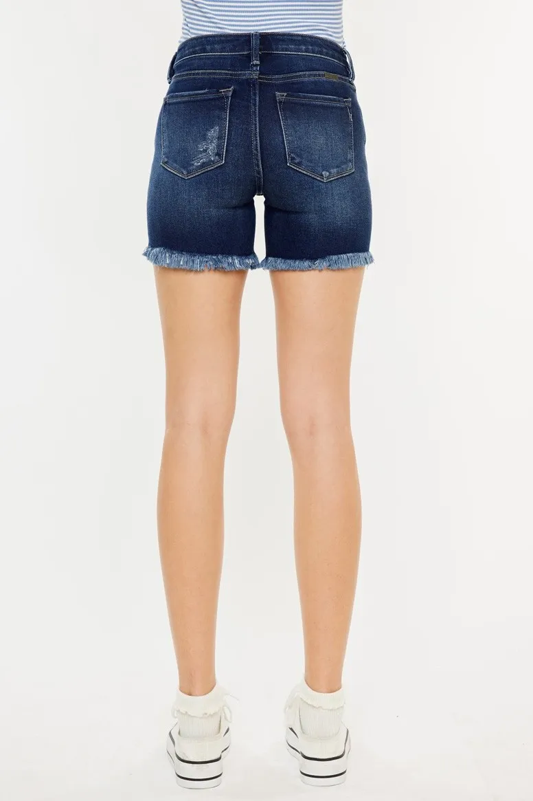 Kancan Mid Rise Button Fly Denim Shorts - Image 2