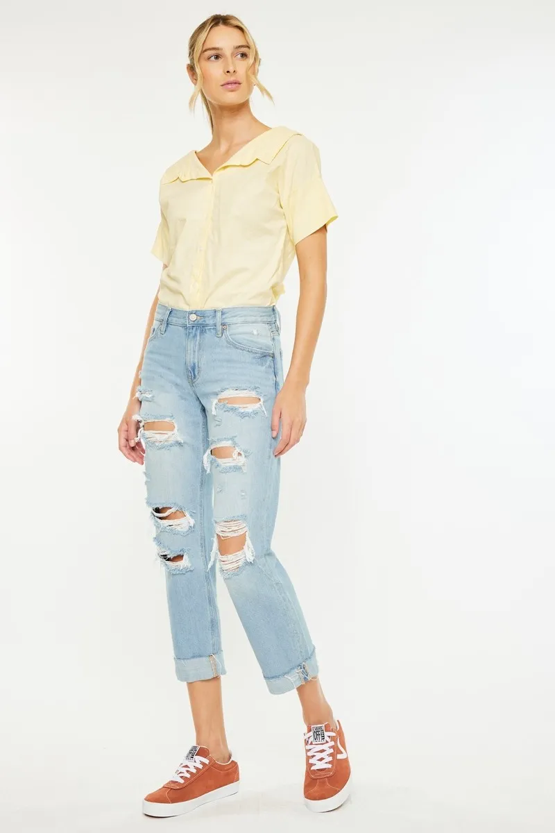 Kancan Mid Rise Distressed Boyfriend Jeans - Image 5