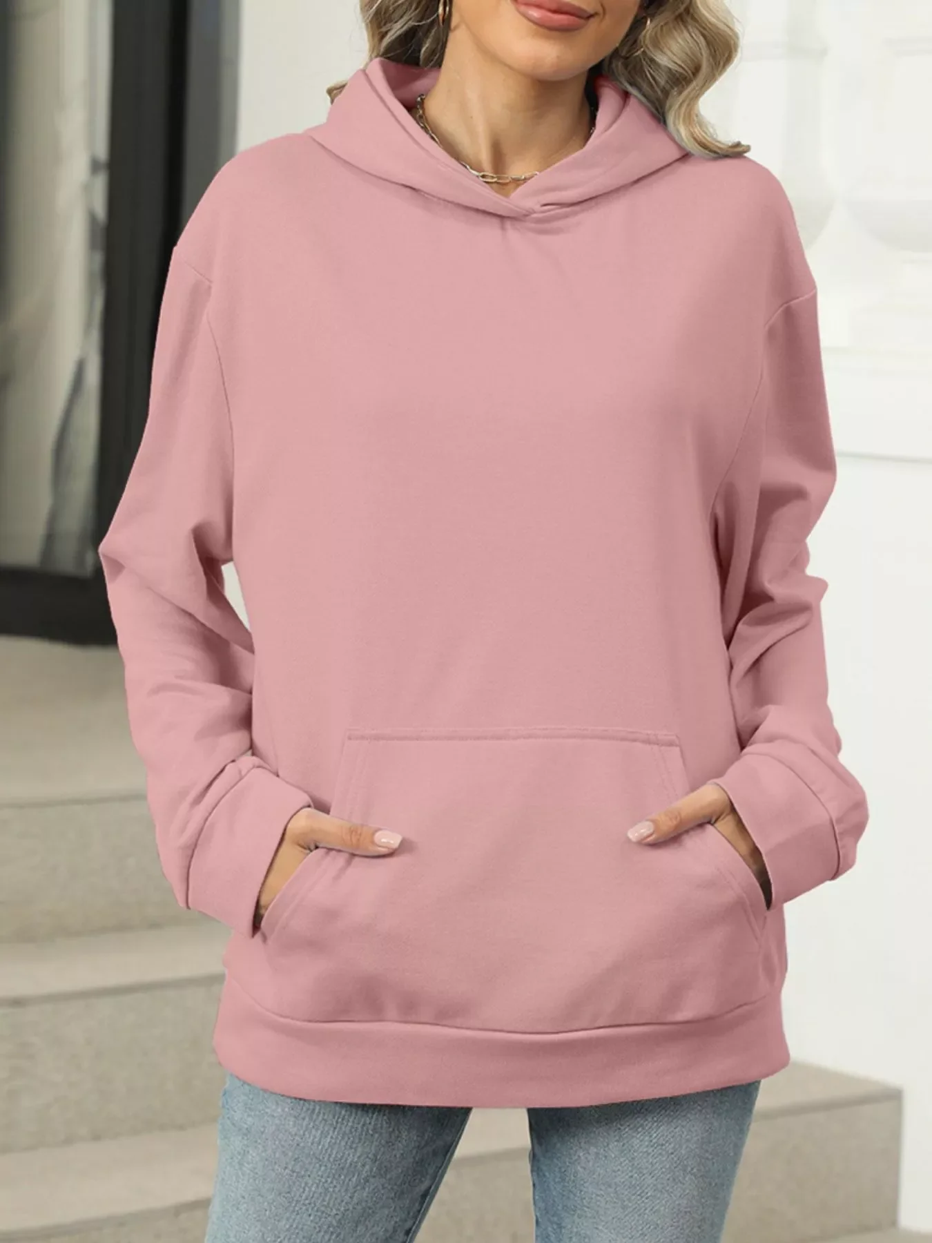 Kangaroo Pocket Long Sleeve Hoodie - Image 15
