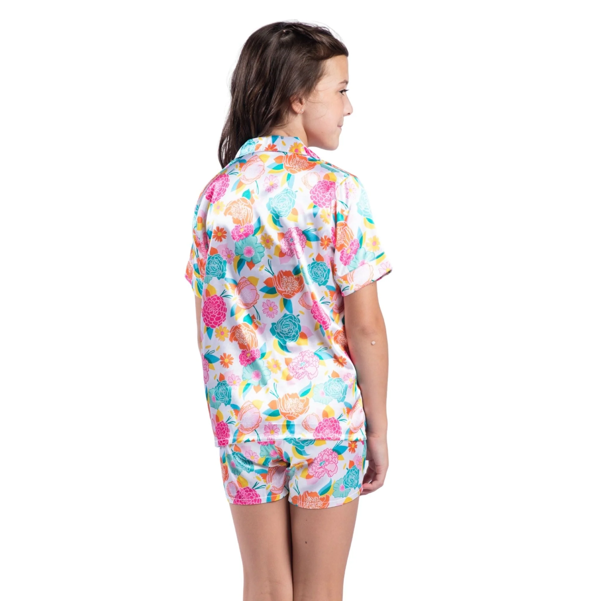 Kids In Full Bloom Satin Pajama Short Set - Image 3