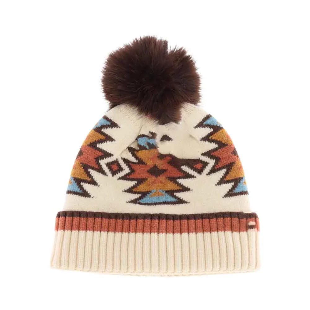 KIDS Southwestern Faux Fur Pom C.C Beanie - Image 2