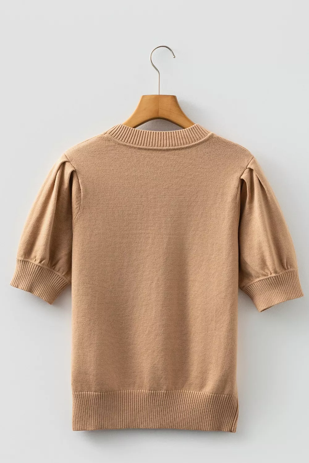Knit Short Puff Sleeve Sweater - Image 6