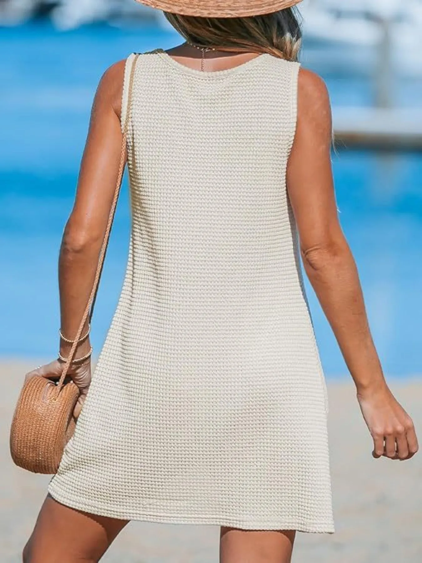Knot-Front Sleeveless Mini Dress - Image 3