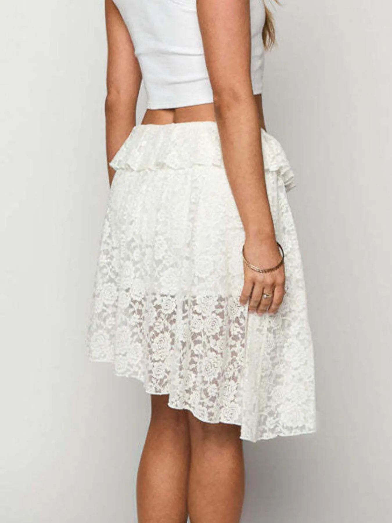 Lace Asymmetrical Mini Skirt - Image 6
