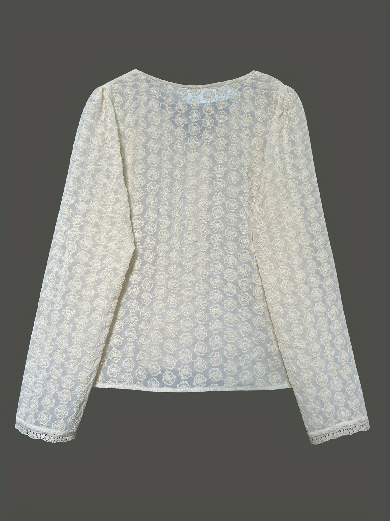 Lace Button Up Long Sleeve Shirt - Image 6