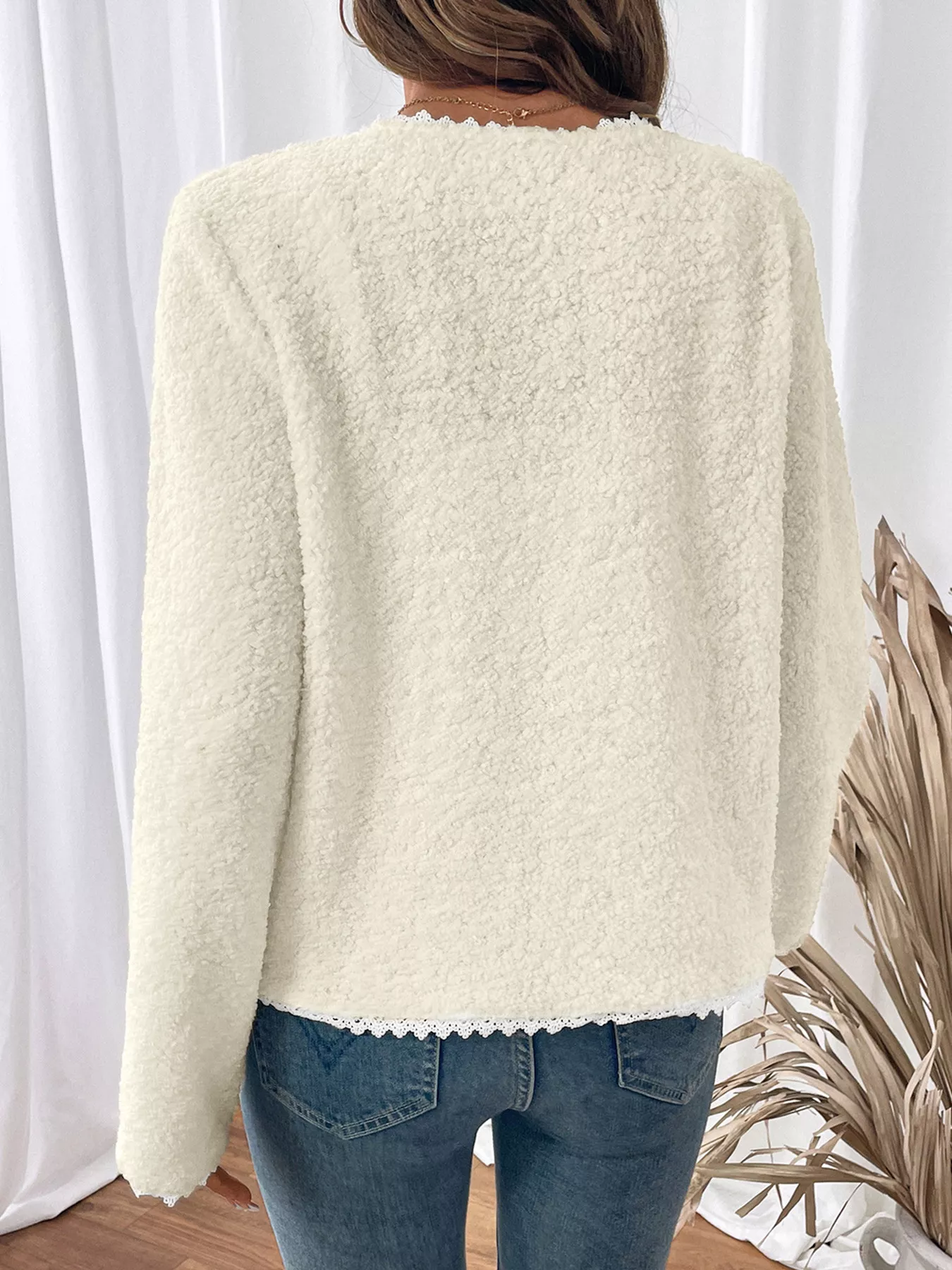 Lace Detail Button Up Long Sleeve Outerwear - Image 6