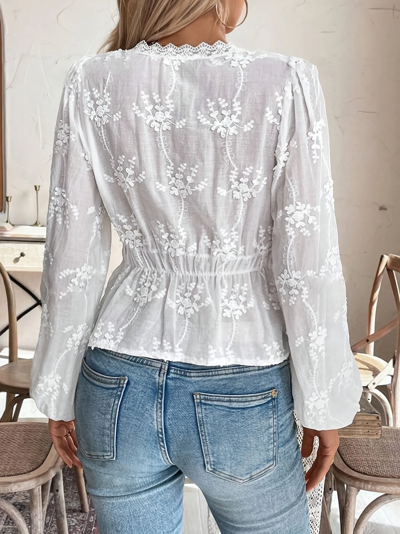 Lace Detail Button Up Shirt - Image 2