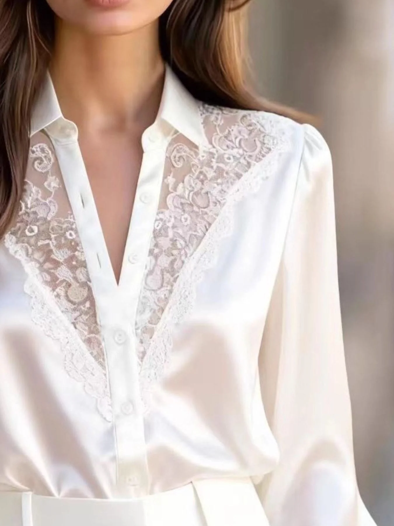 Lace Detail Long Sleeve Shirt - Image 5