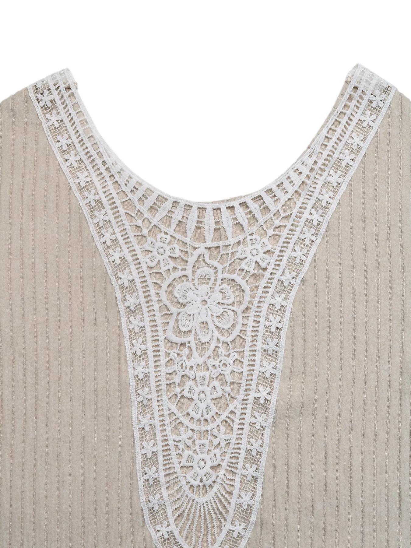 Lace Detail Ribbed Knit Long Sleeve T-Shirt - Image 7