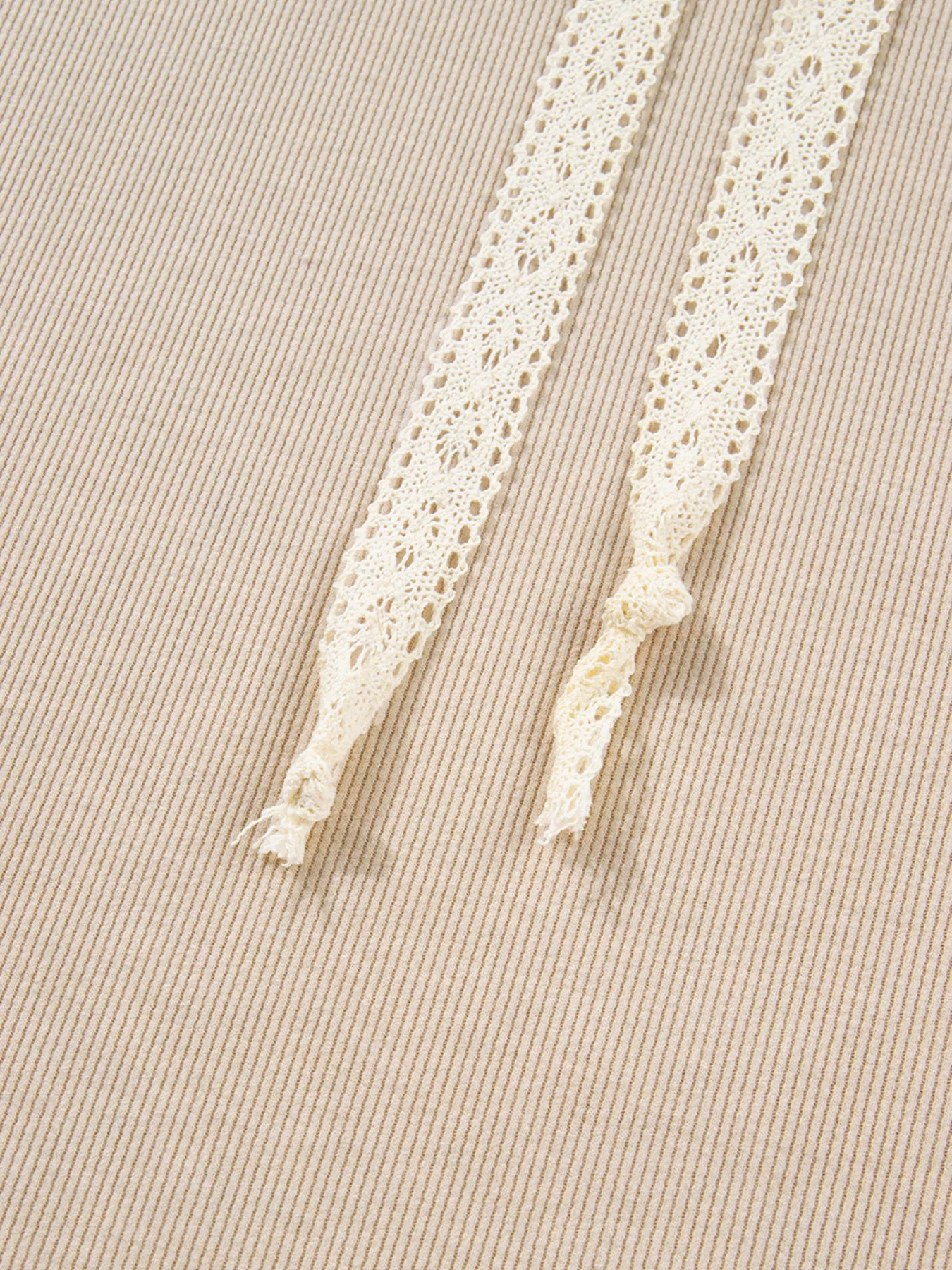 Lace Drawstring Hoodie and High Waist Pants Corduroy Suit - Image 6