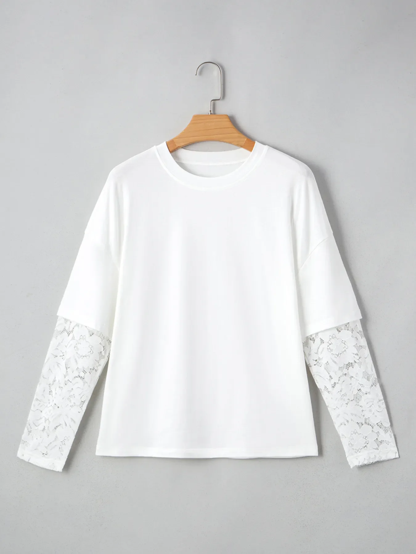 Lace Long Sleeve Insert Drop Shoulder Tee - Image 4