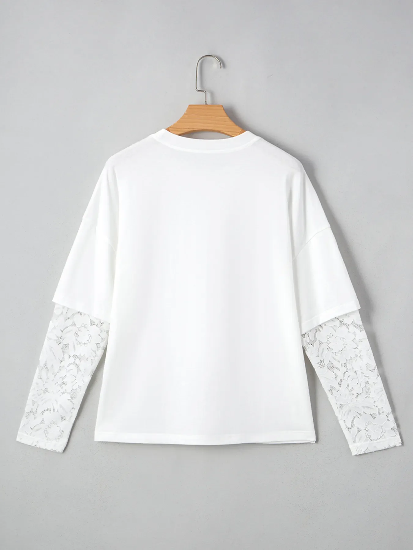 Lace Long Sleeve Insert Drop Shoulder Tee - Image 5