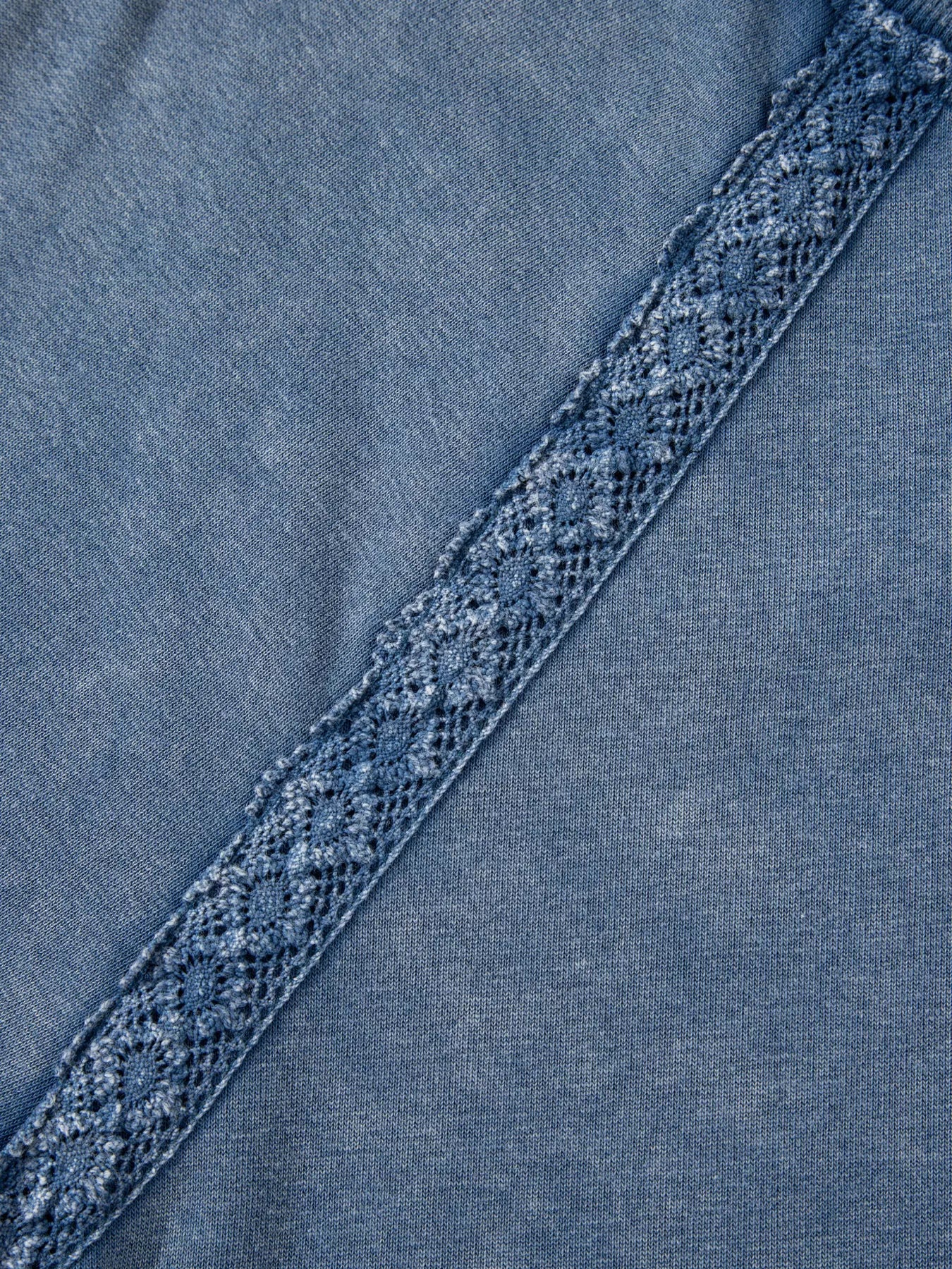 Lace Patchwork Detail Notched Neck Mineral Wash Baggy Sweatshirt - Image 9