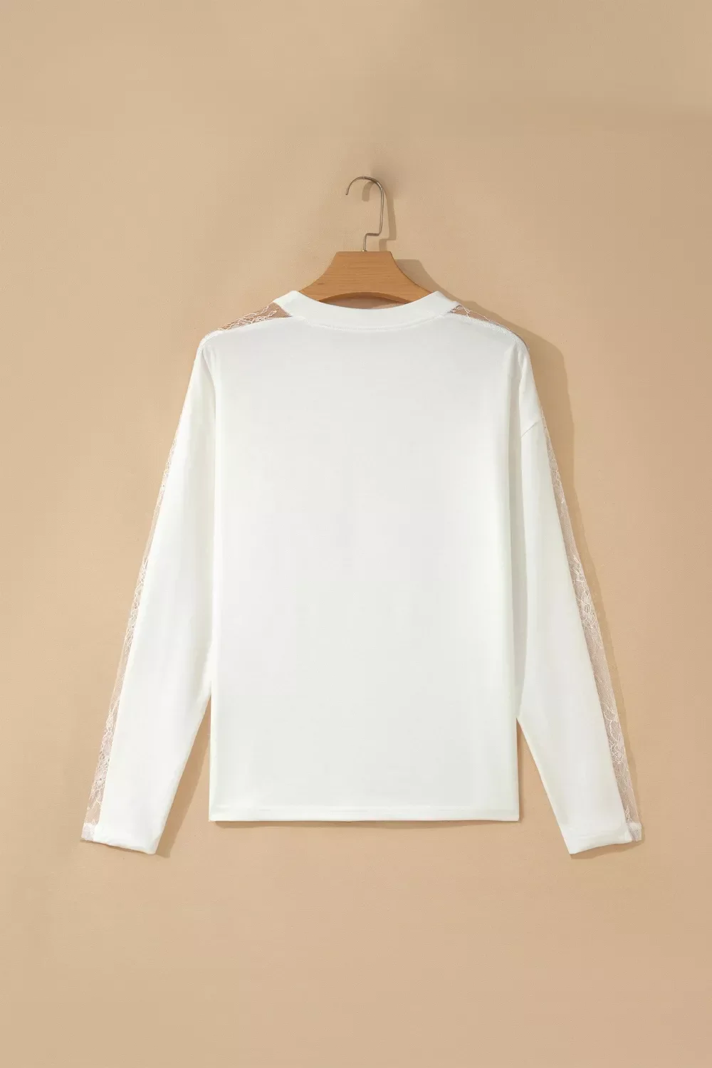 Lace Patchwork Round Neck Long Sleeve Top - Image 8