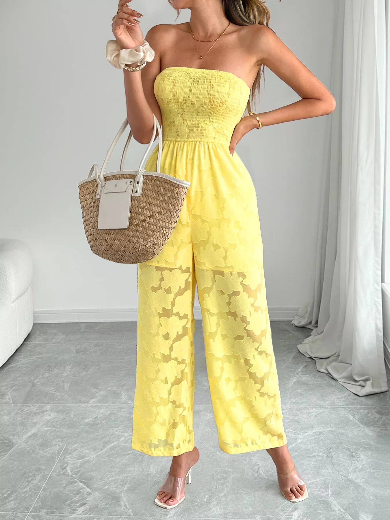 Lace Smocked Tube Jumpsuit - Image 2