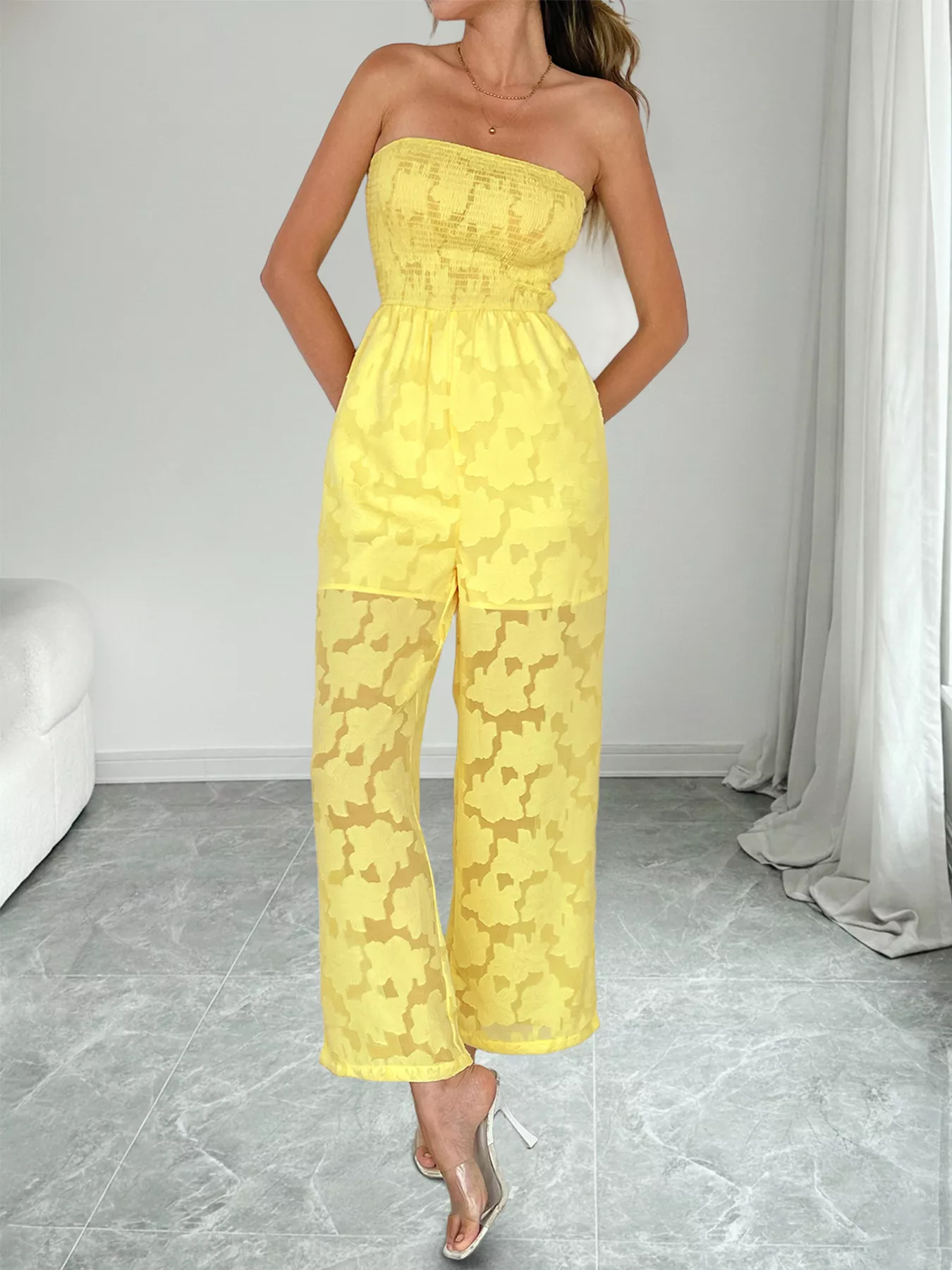 Lace Smocked Tube Jumpsuit - Image 3