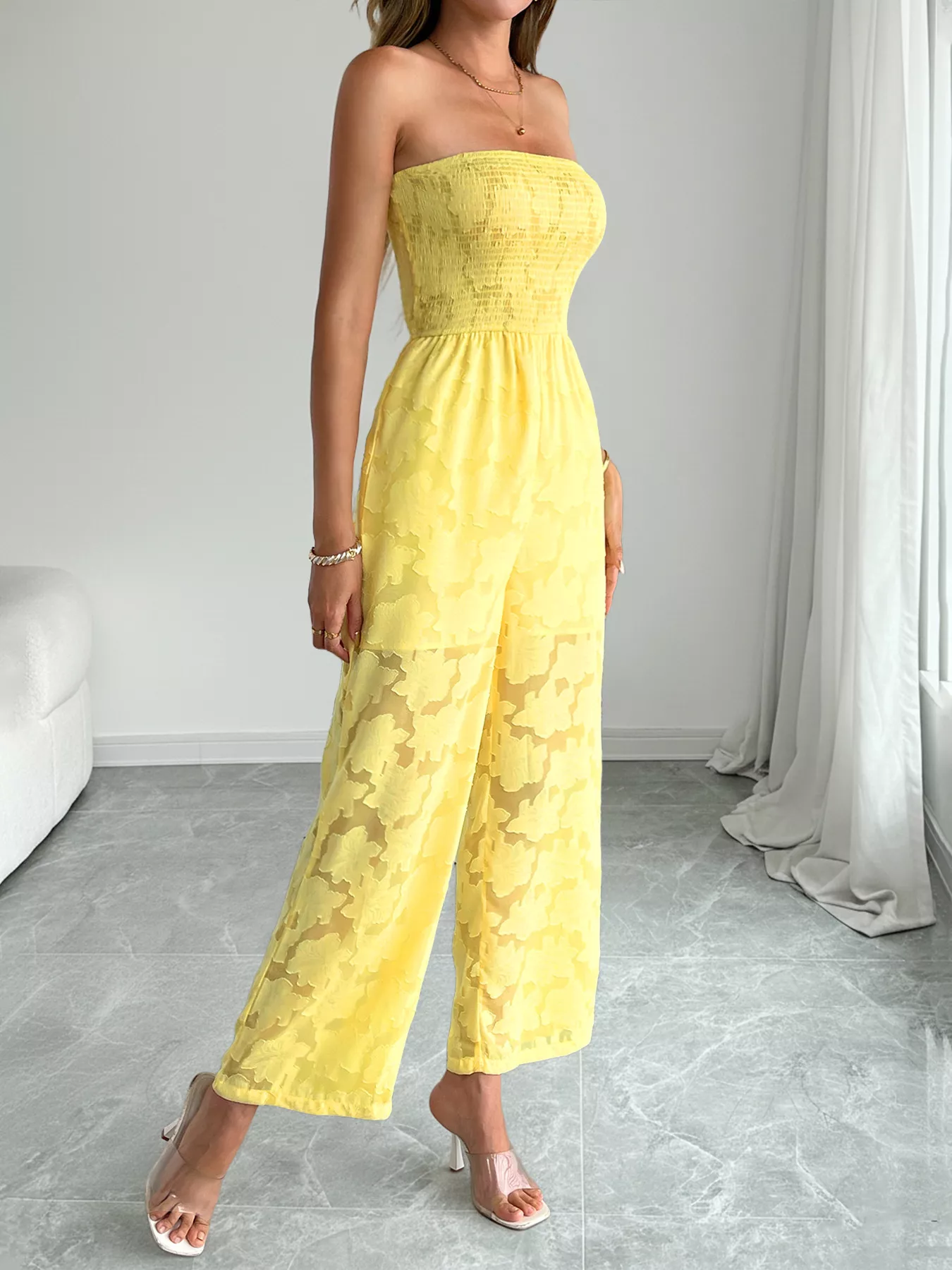 Lace Smocked Tube Jumpsuit - Image 4