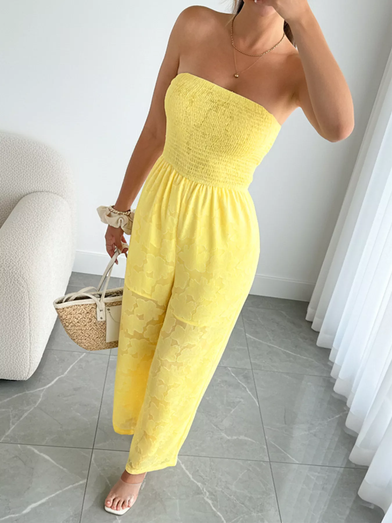 Lace Smocked Tube Jumpsuit - Image 5