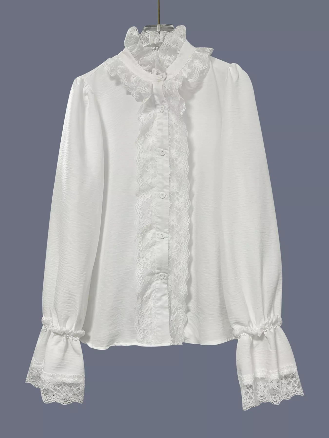 Lace Trim Button Up Shirt - Image 4