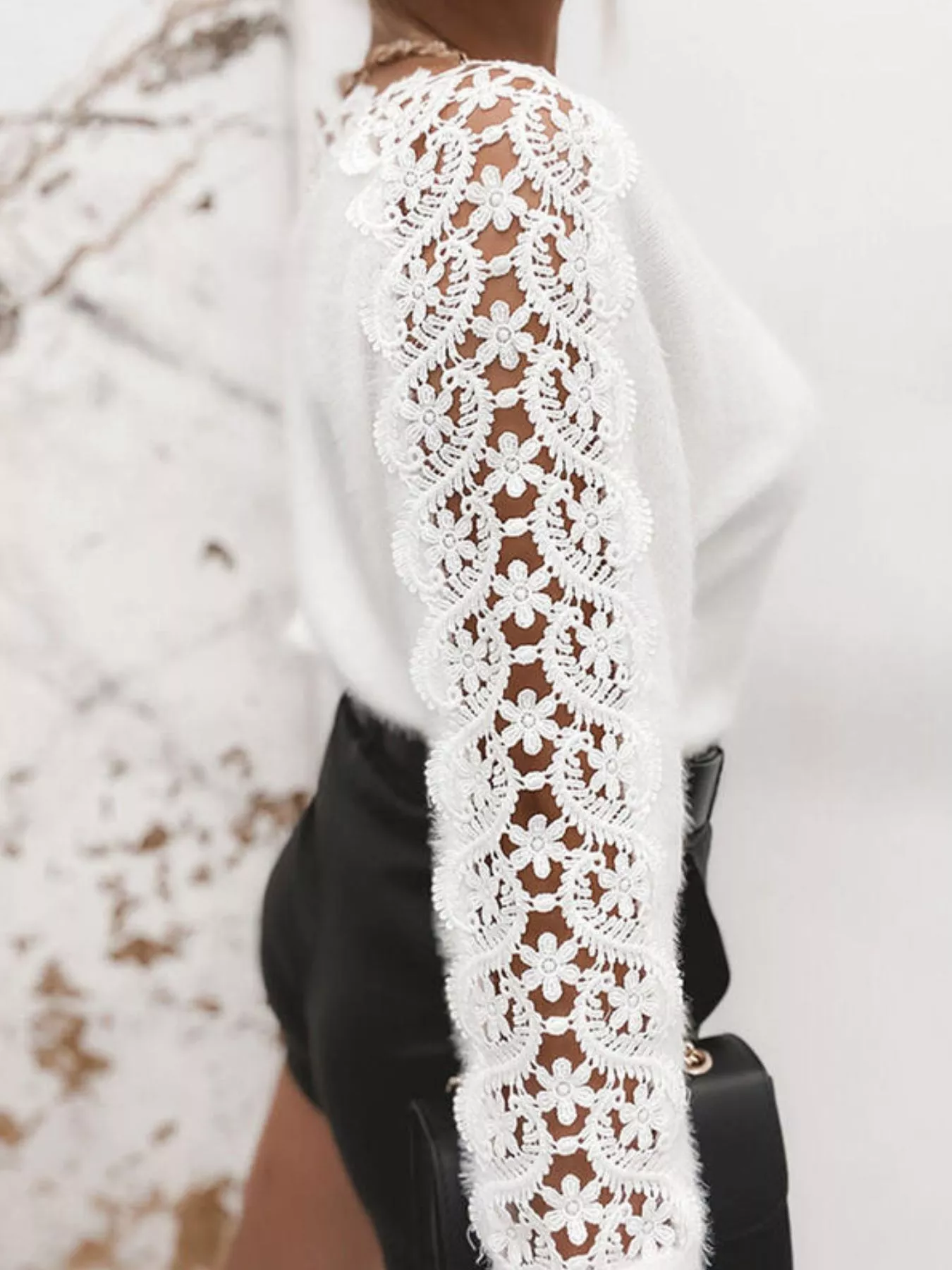 Lace Trim Long Sleeve Sweater - Image 2